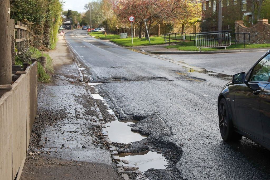 Pothole damage on Kent road